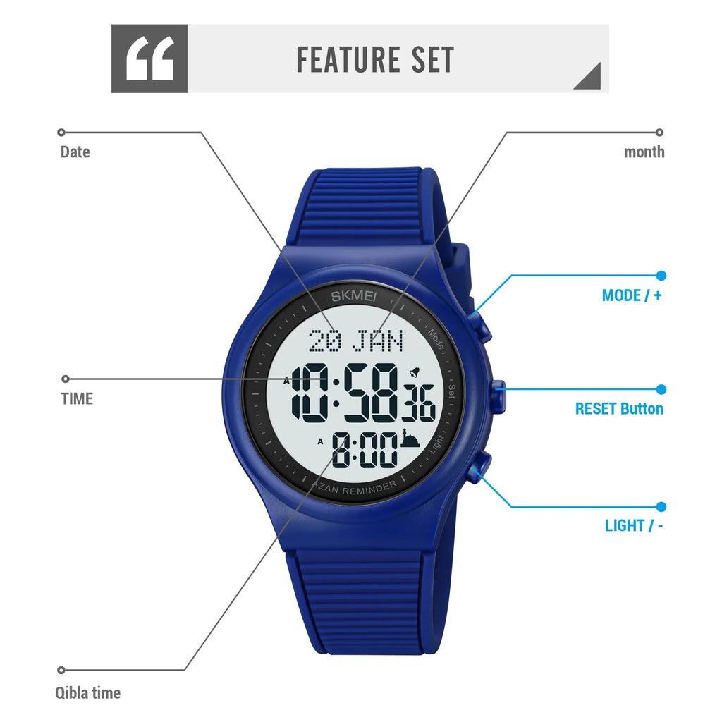 Islamic Watch - Skmei Prayer Watch with Qibla Compass & Adhan Alarm