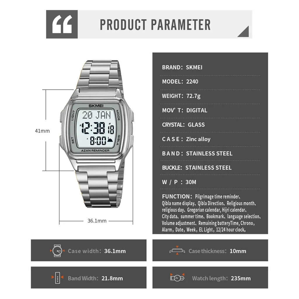Islamic Watch - SKMEI 2240 Time Reminder Wristwatch for All