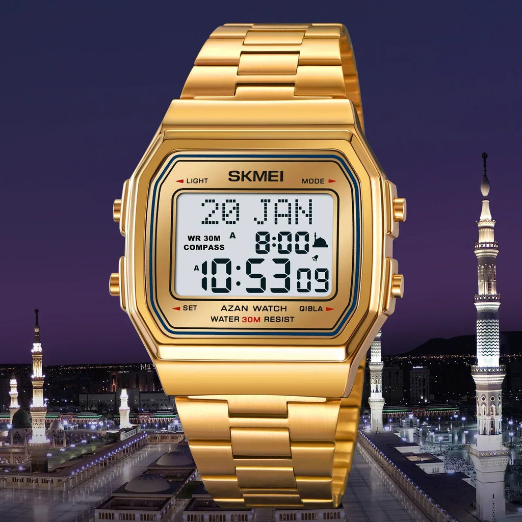Islamic Watch: SKMEI 2113 Mens Prayer Azan Compass Alarm Wristwatch