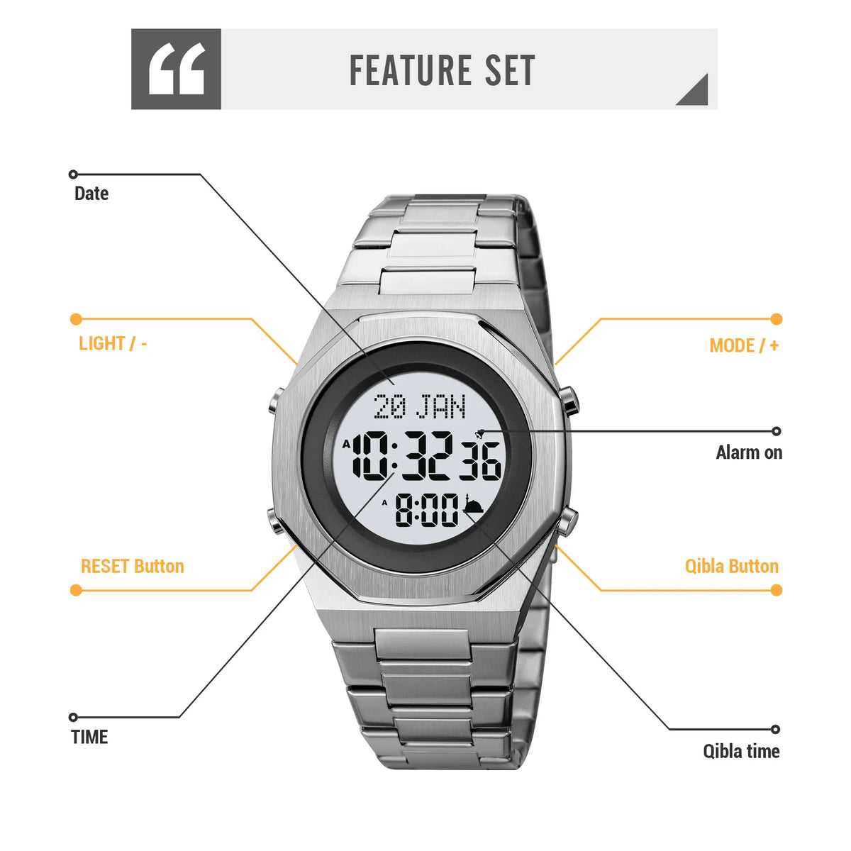 Islamic Watch - SKMEI 2069 Prayer Time & Qibla Compass Men's Wristwatch