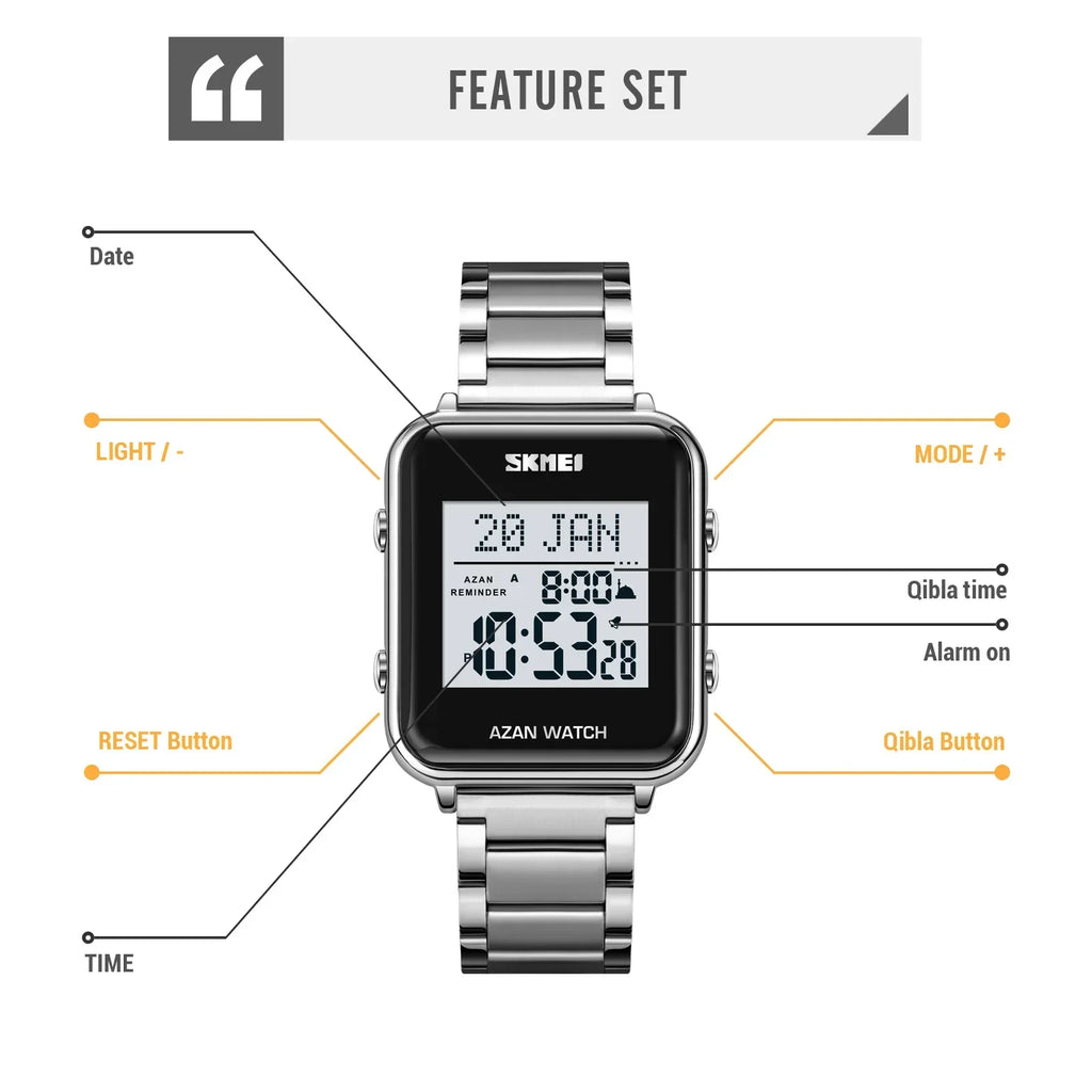 Islamic Watch - SKMEI Light Display Muslim Azan Digital Watch