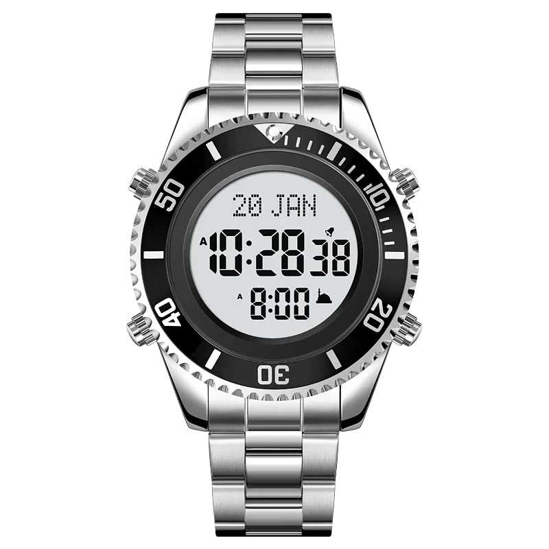 Islamic Watch: SKMEI 2141 Stainless Steel Digital Wristwatch